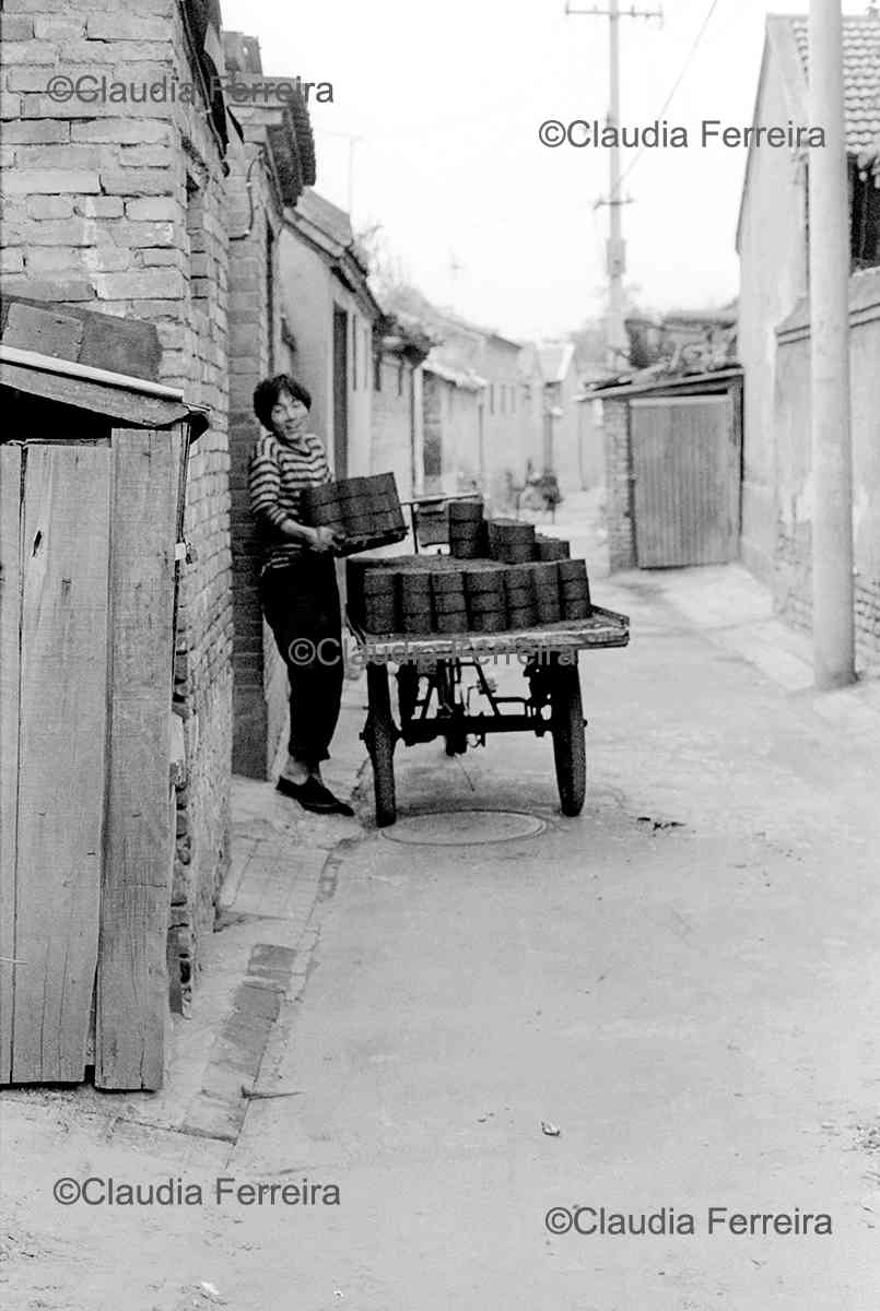 Woman Delivering Coal Briquettes